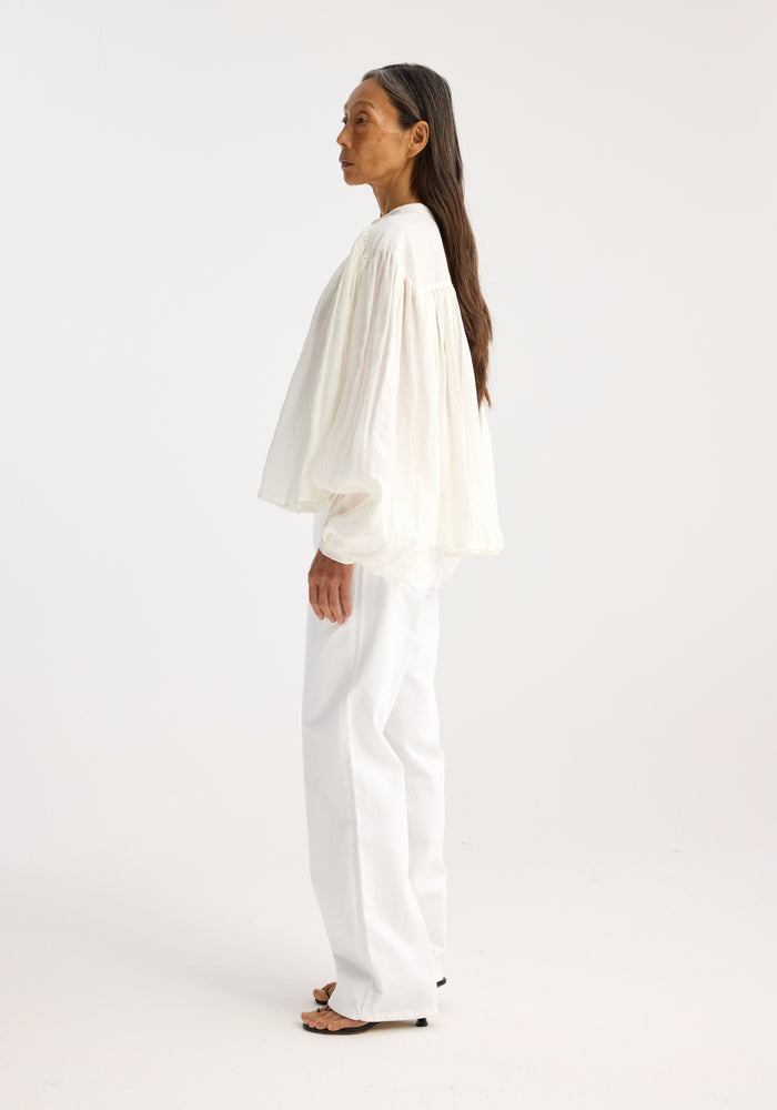 Pleated ramie top | optic white