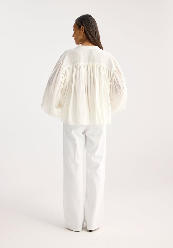 Pleated ramie top | optic white