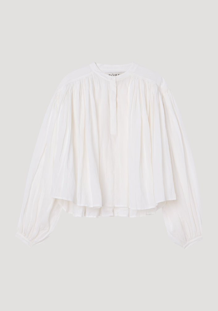Pleated ramie top | optic white