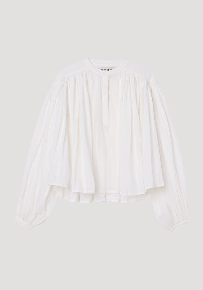 Pleated ramie top | optic white