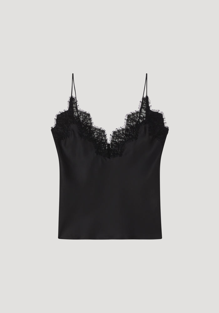 Silk lace camisole top | black