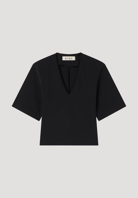 V-neck scuba top | black