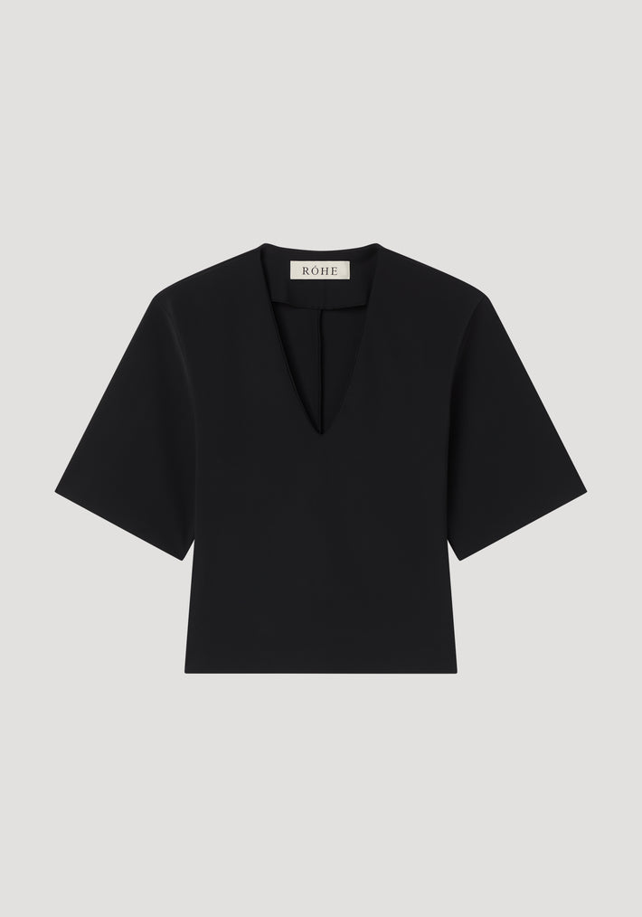 V-neck scuba top | black