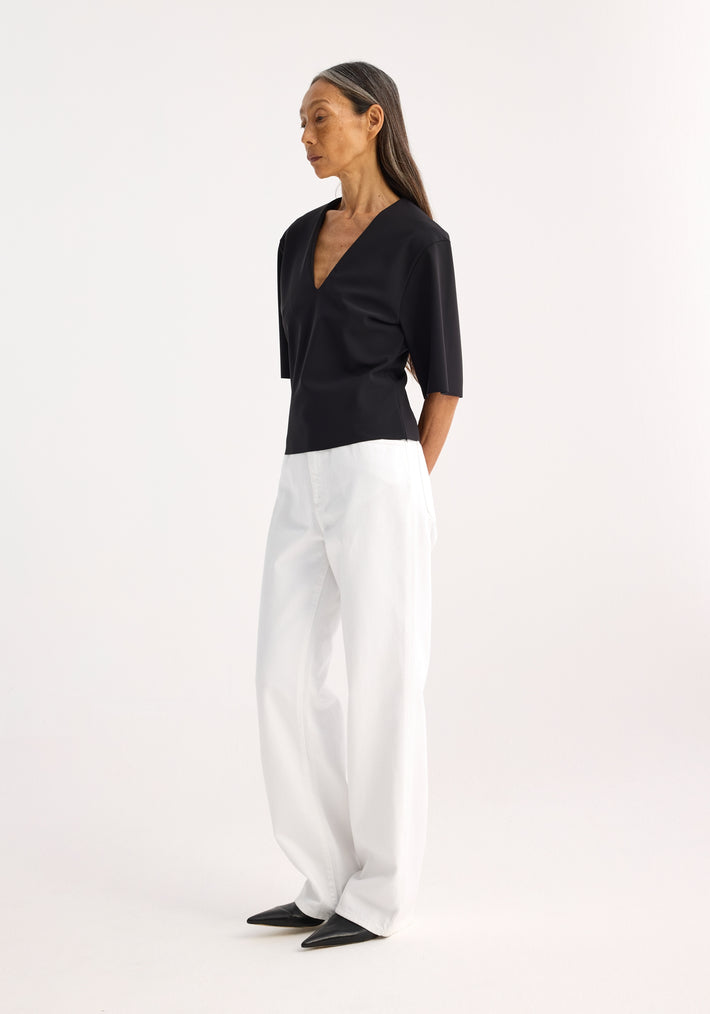V-neck scuba top | black