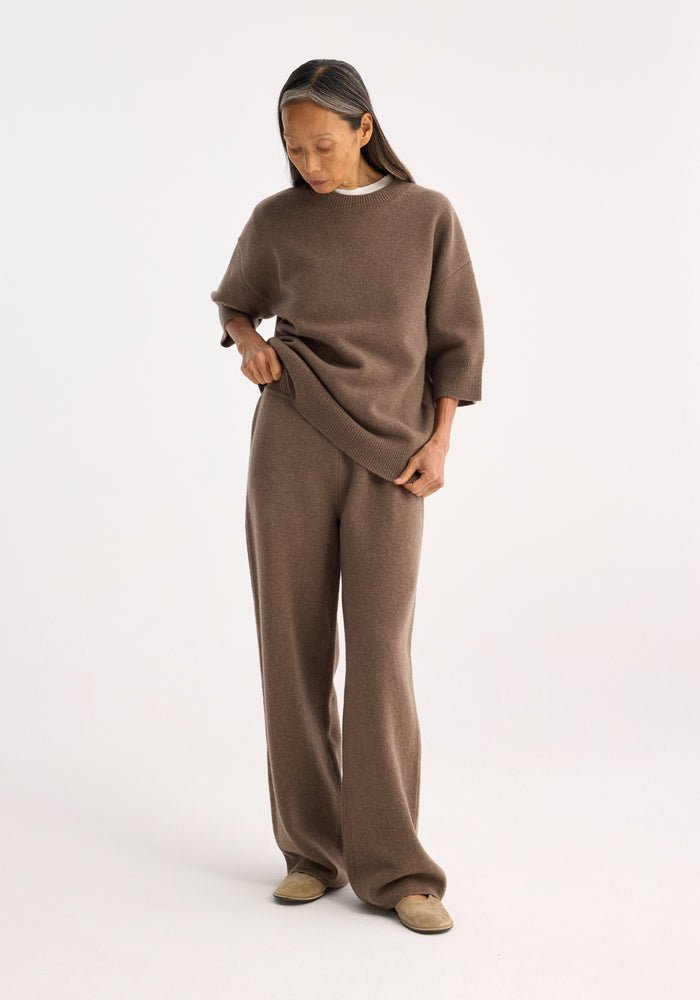 Compact knitted trousers | taupe melange