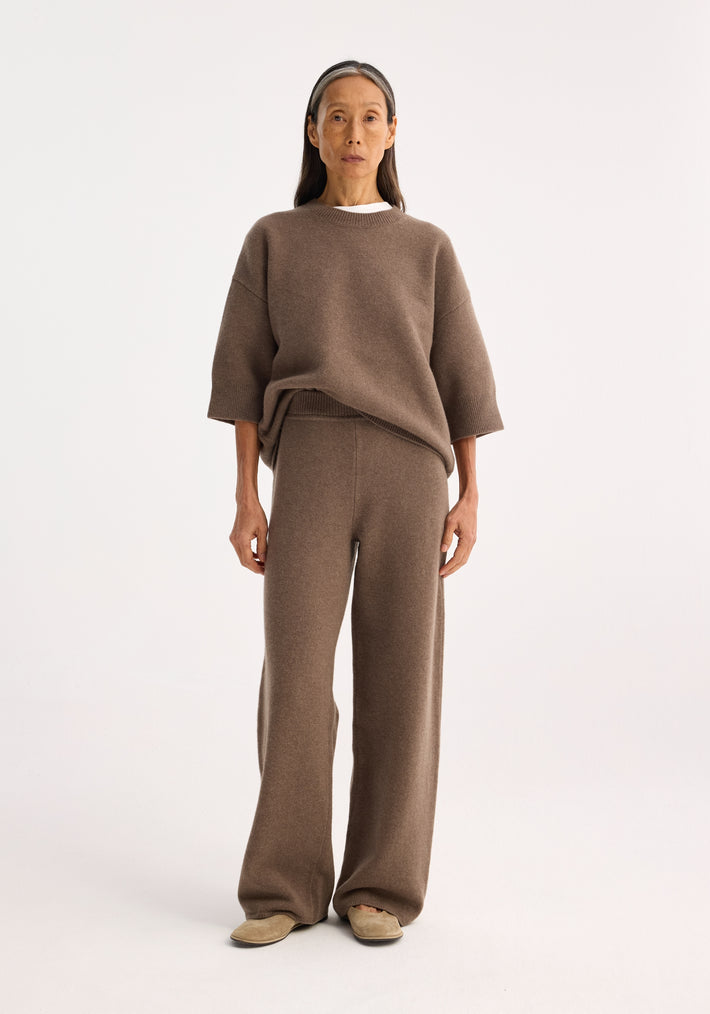 Compact knitted trousers | taupe melange