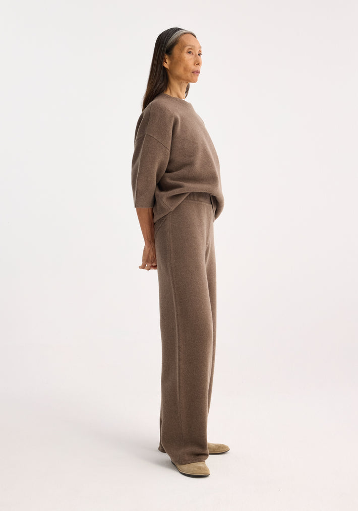 Compact knitted trousers | taupe melange