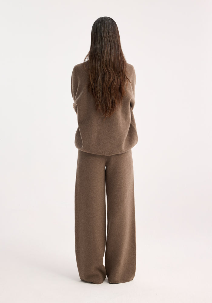 Compact knitted trousers | taupe melange