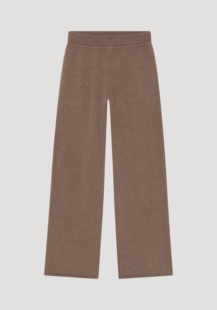 Compact knitted trousers | taupe melange