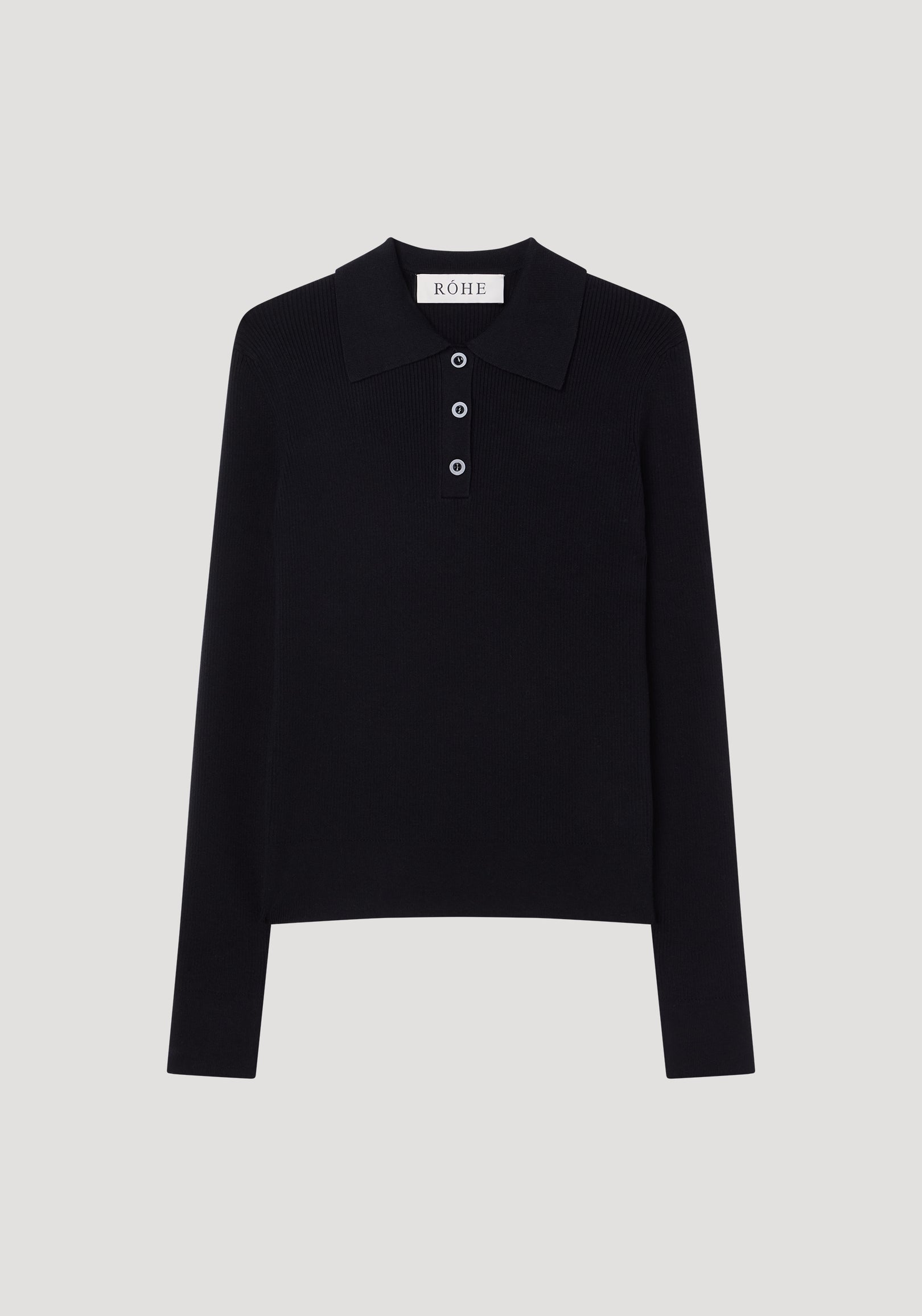 Rib knitted polo | black