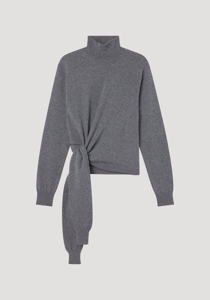 4-sleeved knotted jumper | mid grey melange