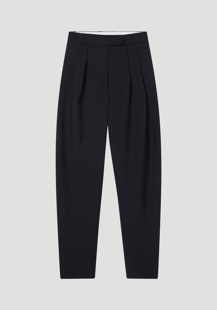 Round leg shaped tailored trousers | black