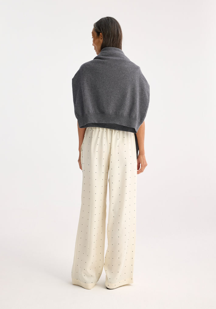 Wide leg silk dotted trousers | cream / black dot