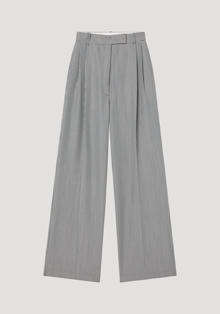 High-waist tailored mini check trousers | cream / black small check