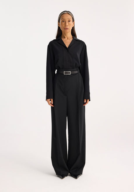 High-waist tailored black trousers | black