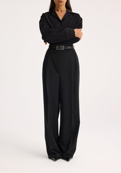 High-waist tailored black trousers | black