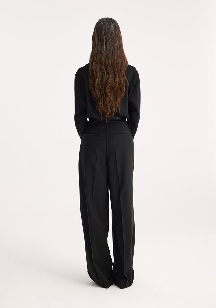 High-waist tailored black trousers | black