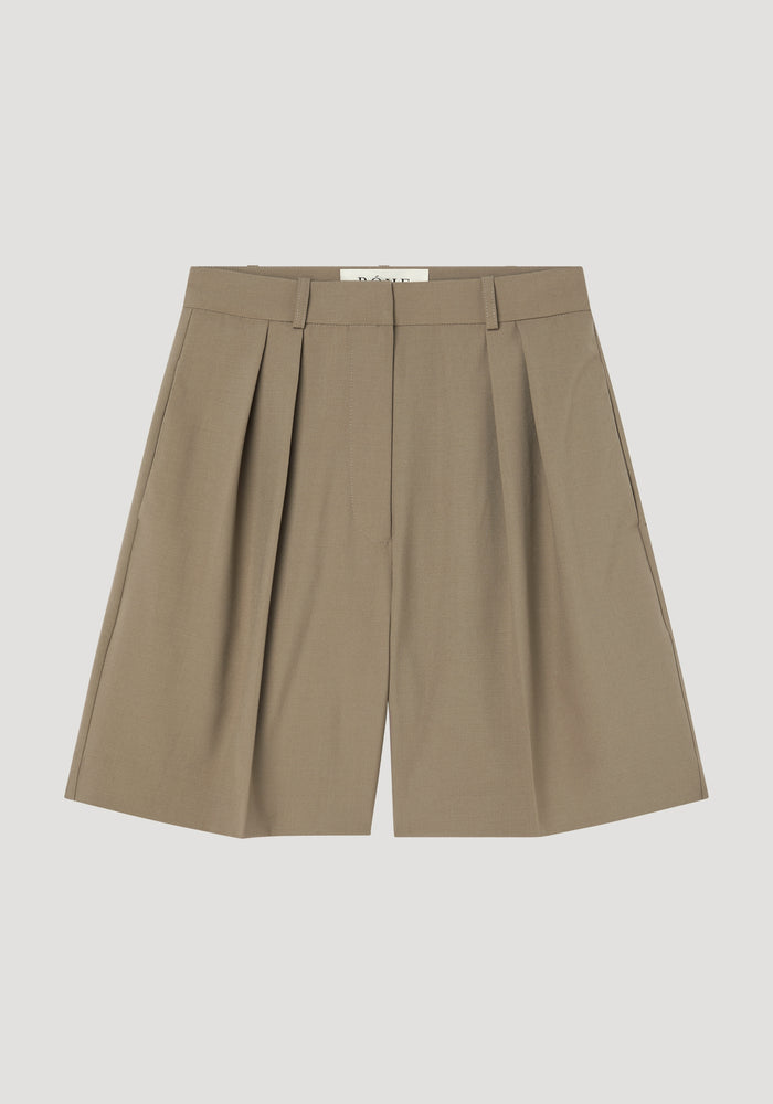 Tailored wide leg shorts | khaki