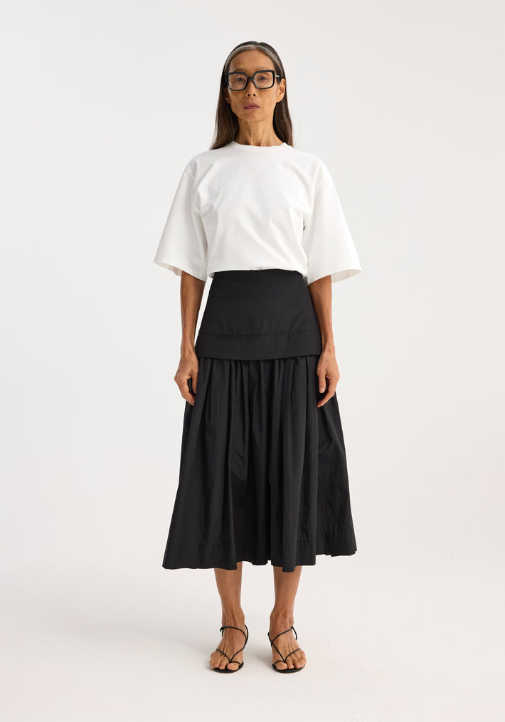 Voluminous pleated taffeta skirt | black