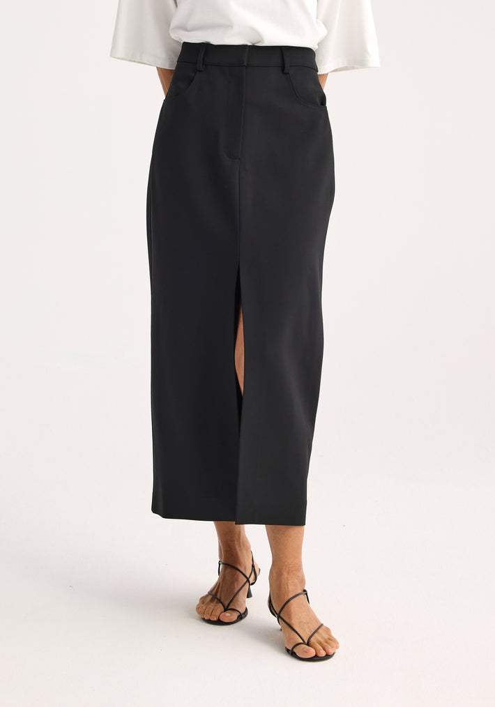 Denim detail skirt | black