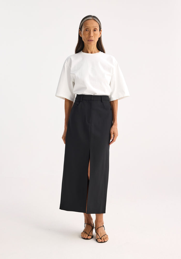 Denim detail skirt | black