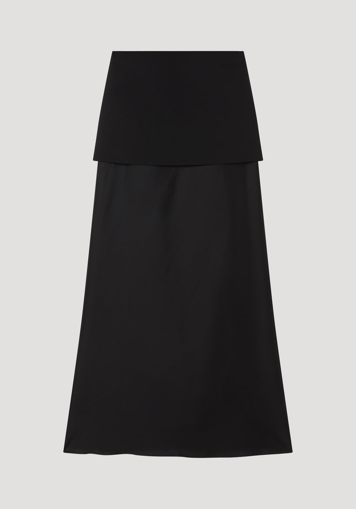 Skirt with integrated fluid silk part | black