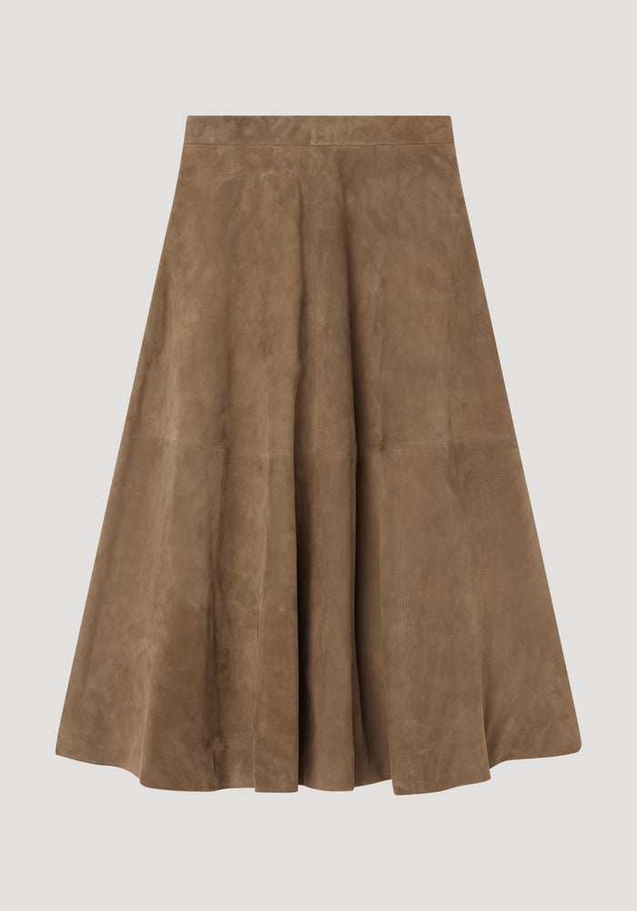 Suede a-line skirt | light khaki