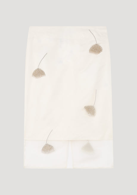 Embellished tulip organza skirt | off white