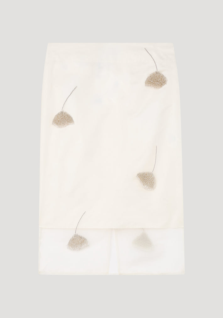 Embellished tulip organza skirt | off white