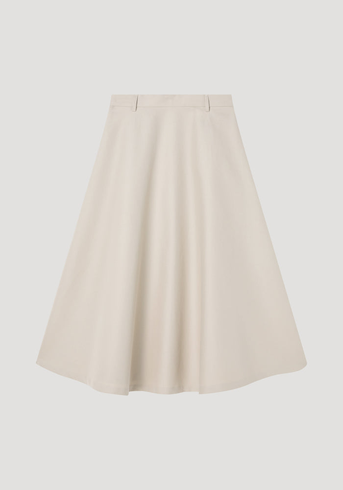 Voluminous a-line cotton skirt | sand