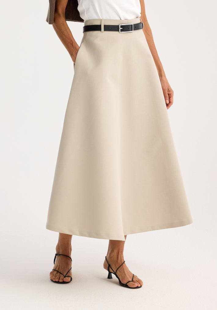 Voluminous a-line cotton skirt | sand