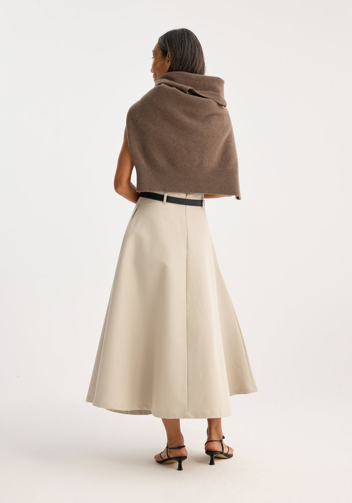 Voluminous a-line cotton skirt | sand