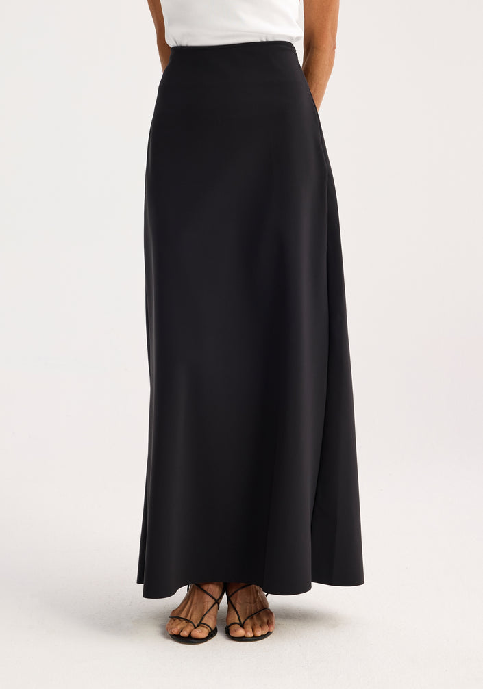 Minimal high waist scuba skirt | black