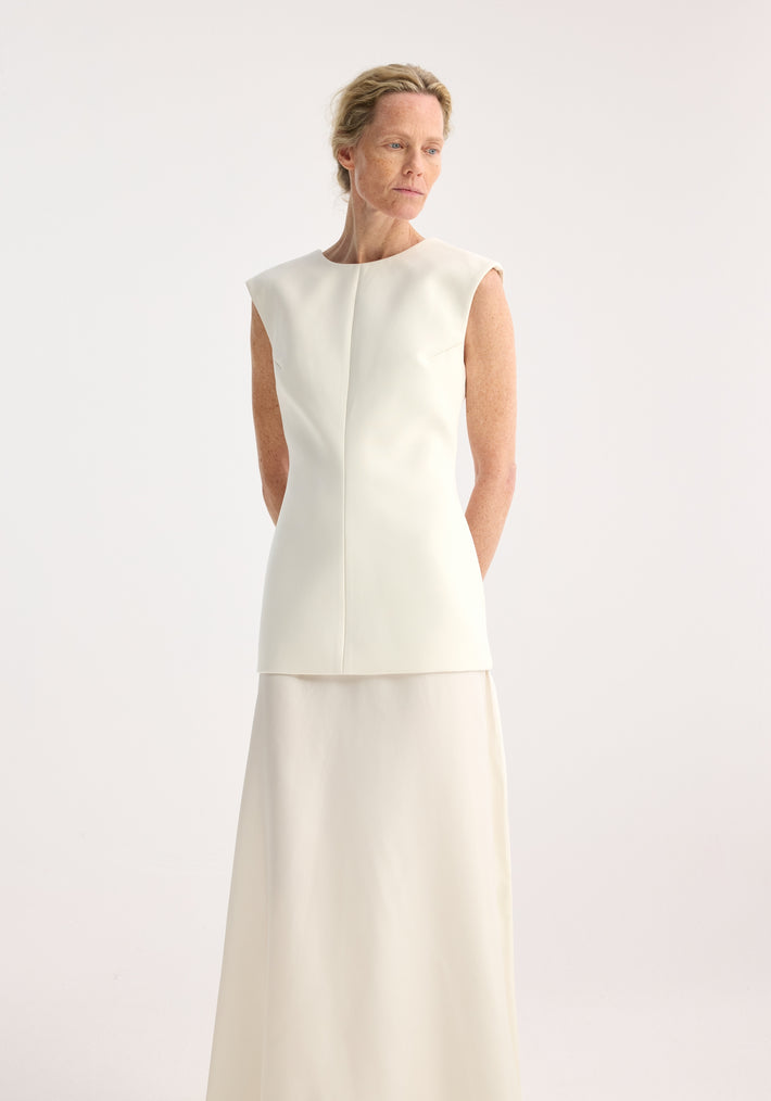 Open back dress with integrated silk skirt | cream