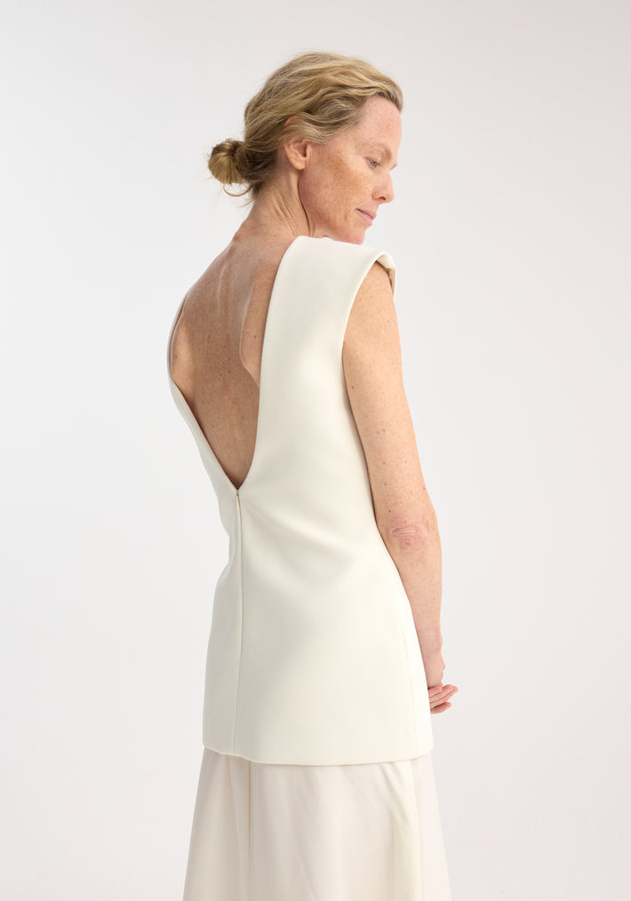 Open back dress with integrated silk skirt | cream