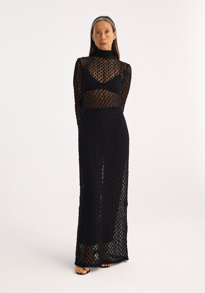 Geometrical lace dress | black