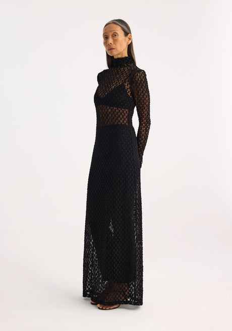 Geometrical lace dress | black