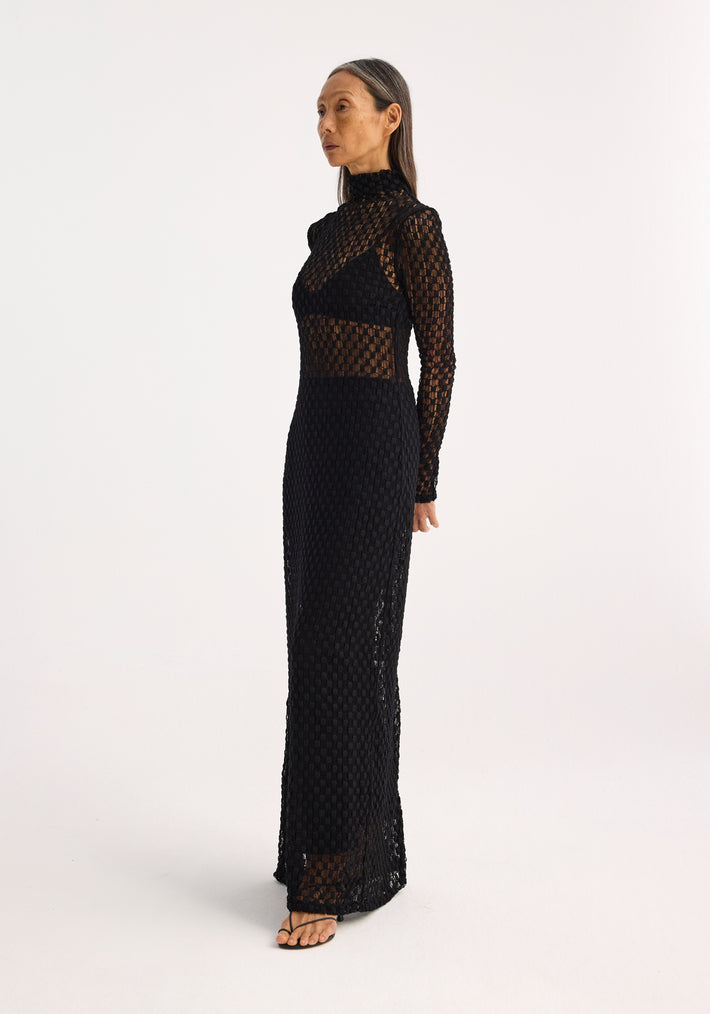 Geometrical lace dress | black