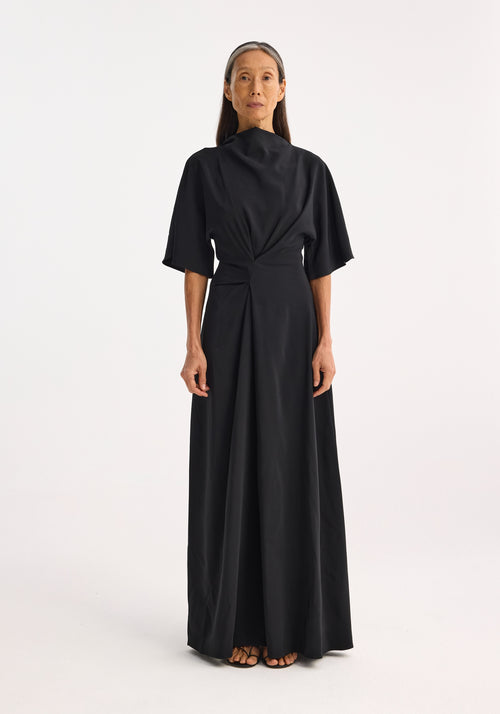 Draped twisted dress | black