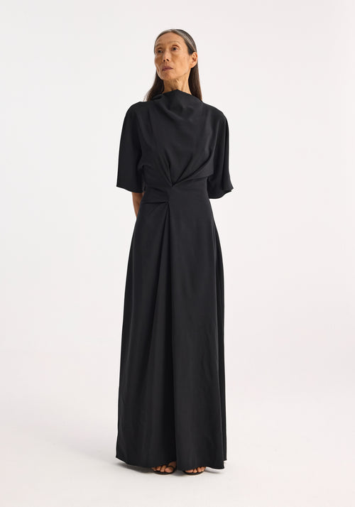 Draped twisted dress | black