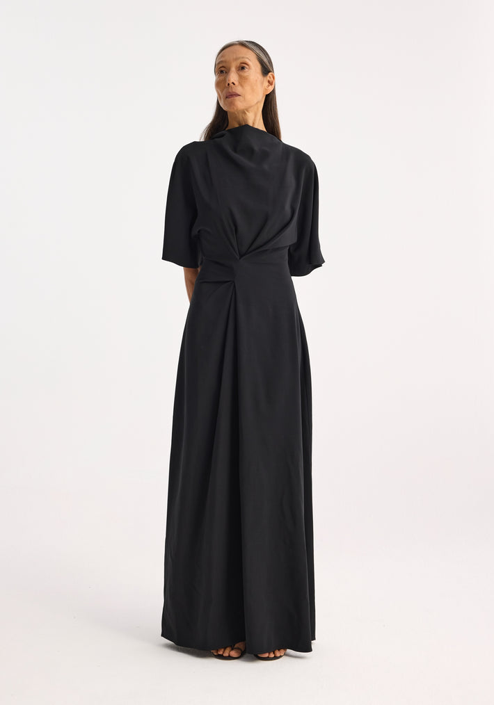 Integrated twisted knot dress | black