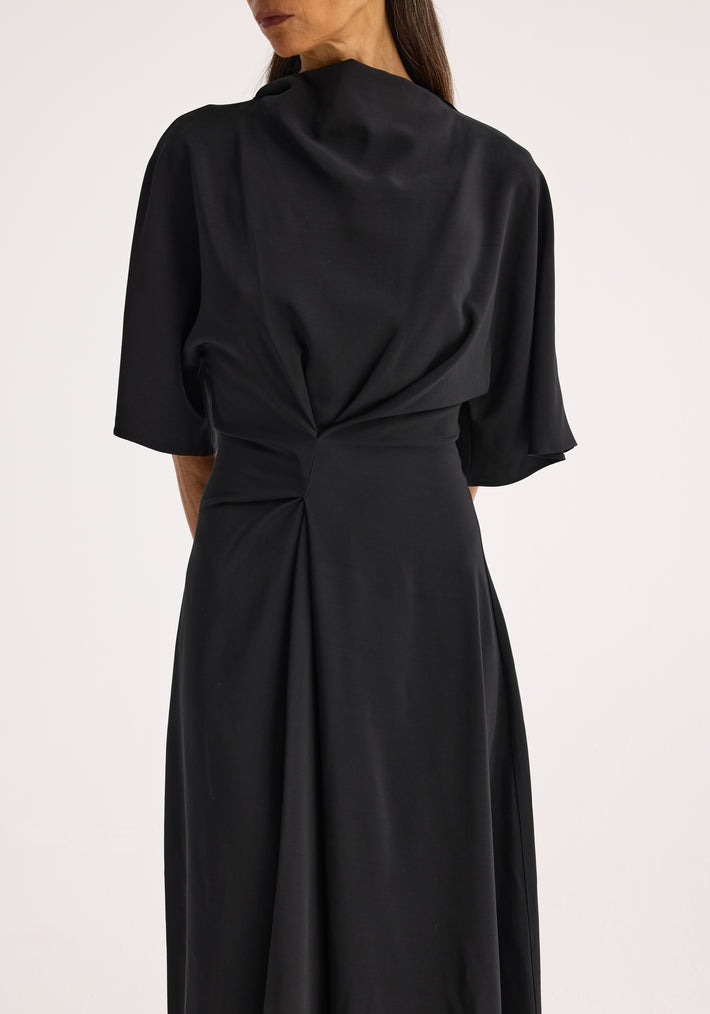 Integrated twisted knot dress | black