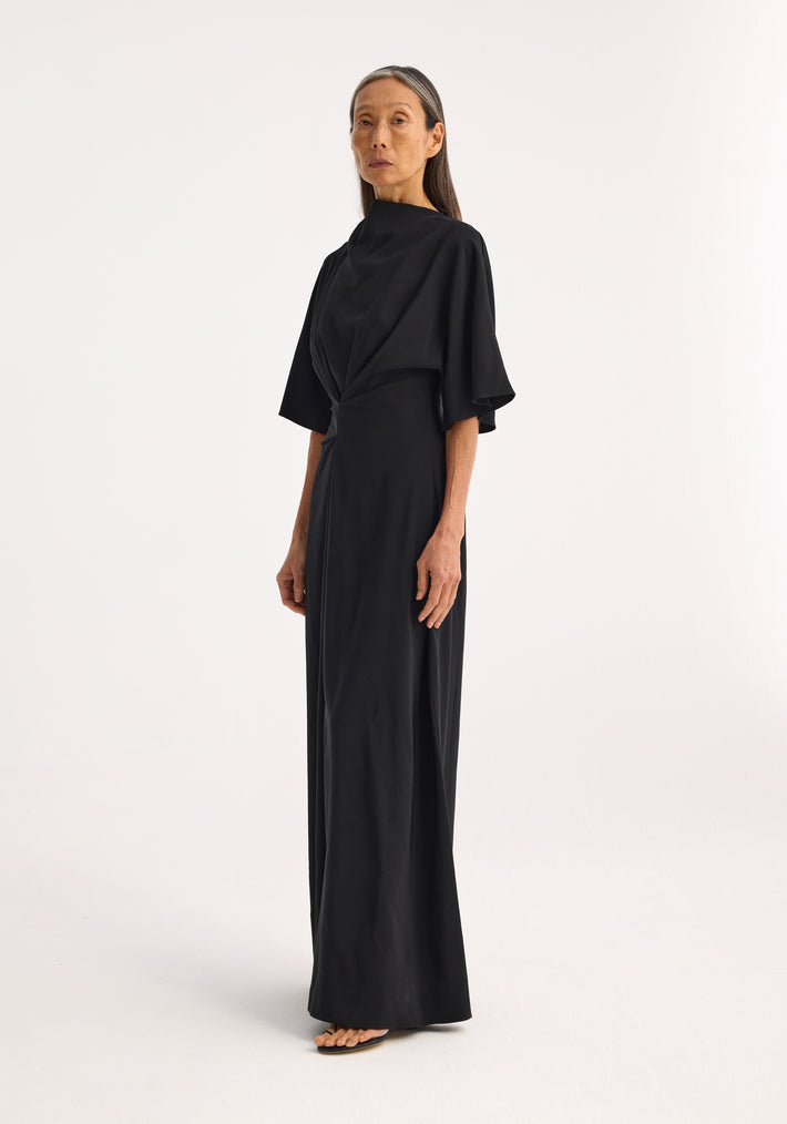 Integrated twisted knot dress | black