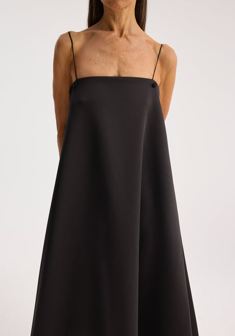 Evening satin strap dress | black