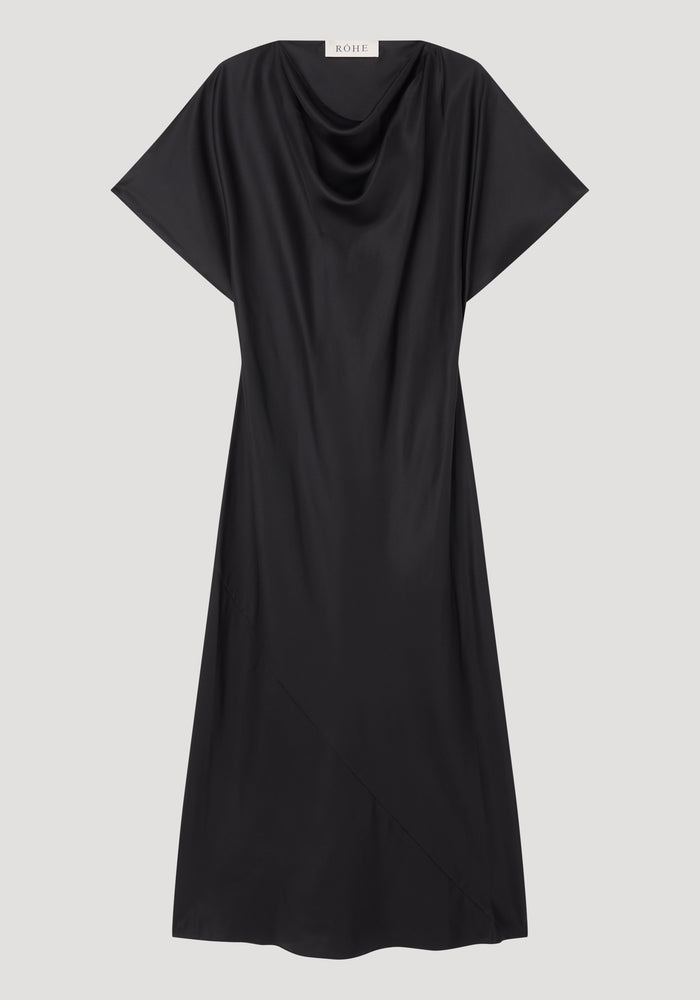 Fluid draped silk dress | black