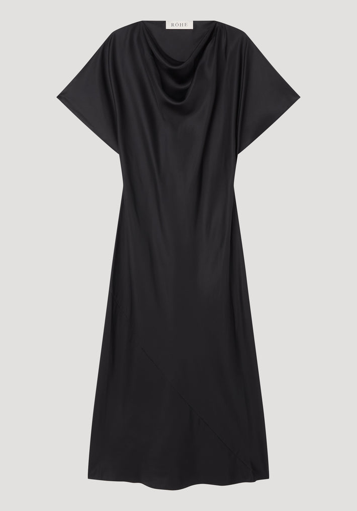 Fluid draped silk dress | black