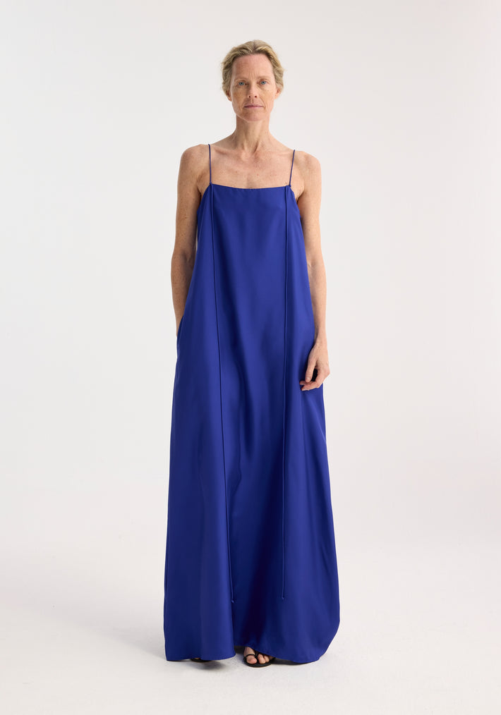 Silk strap dress | electric blue