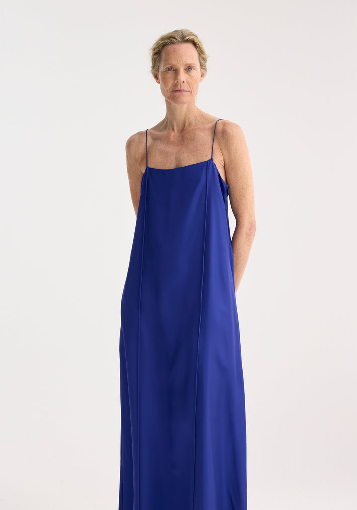 Silk strap dress | electric blue