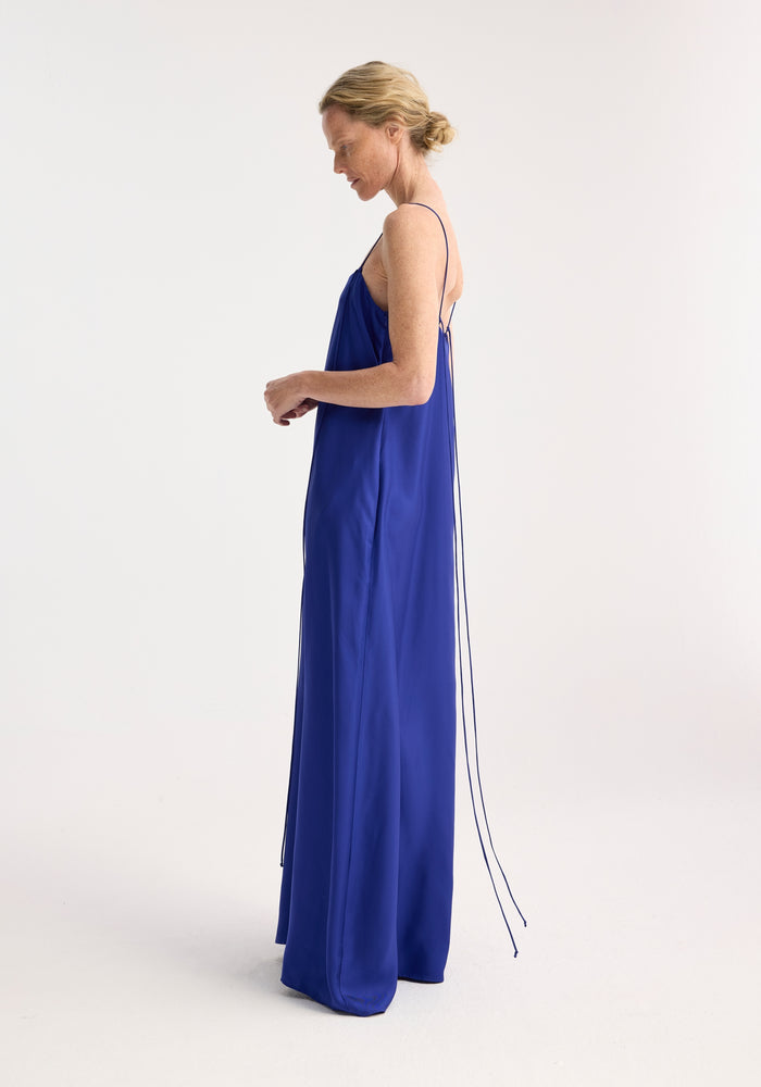 Silk strap dress | electric blue