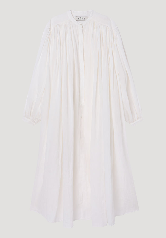 Pleated ramie dress | optic white